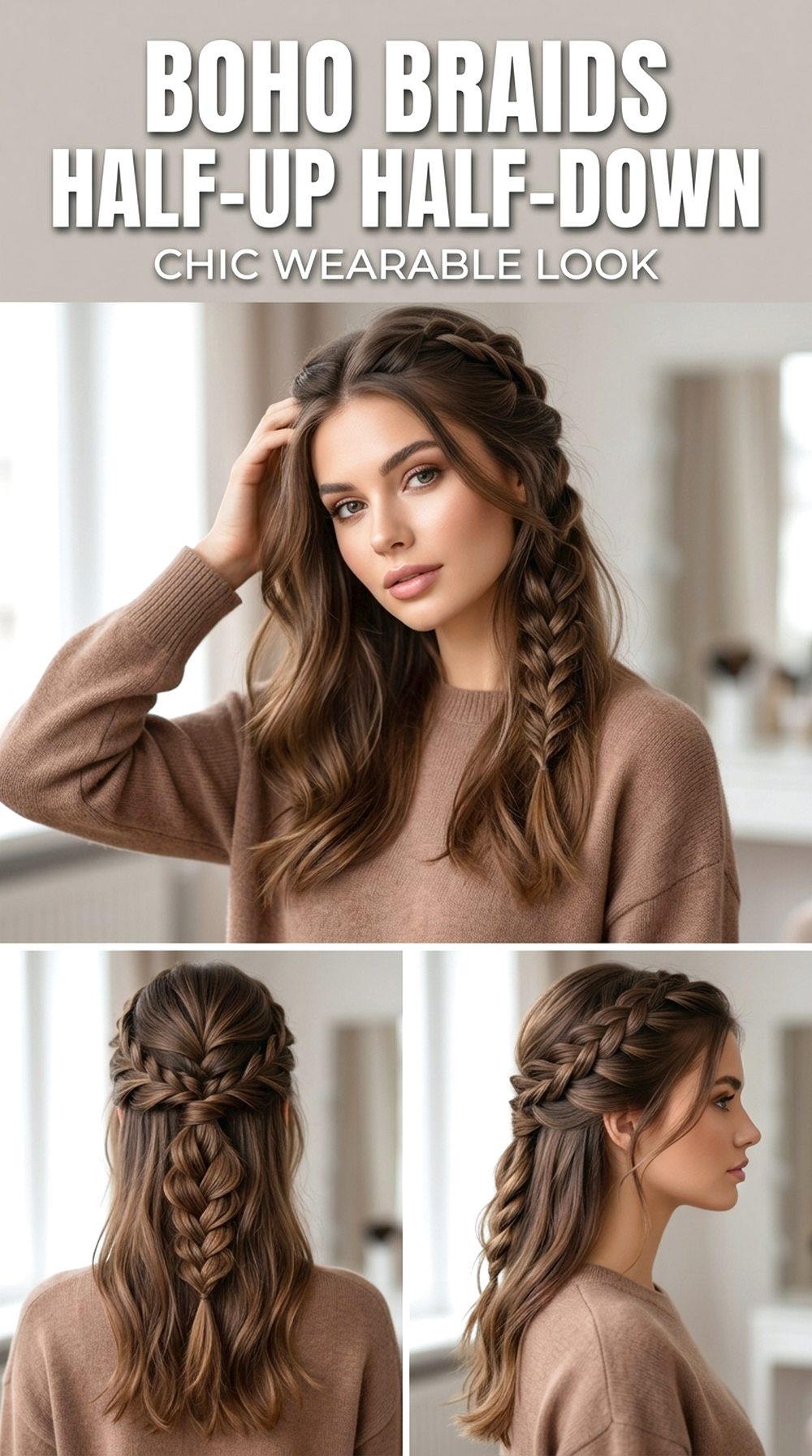 Boho Braids Half-Up Half-Down