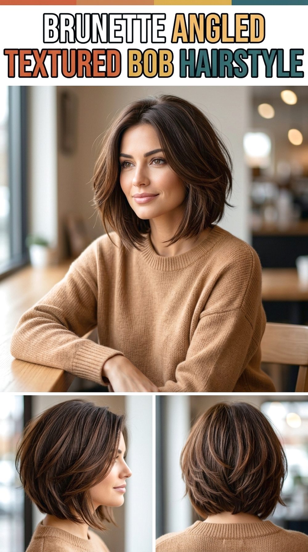 Brunette Angled Textured Bob