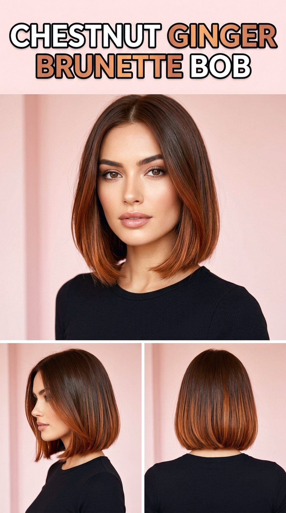Chestnut Ginger Brunette Bob