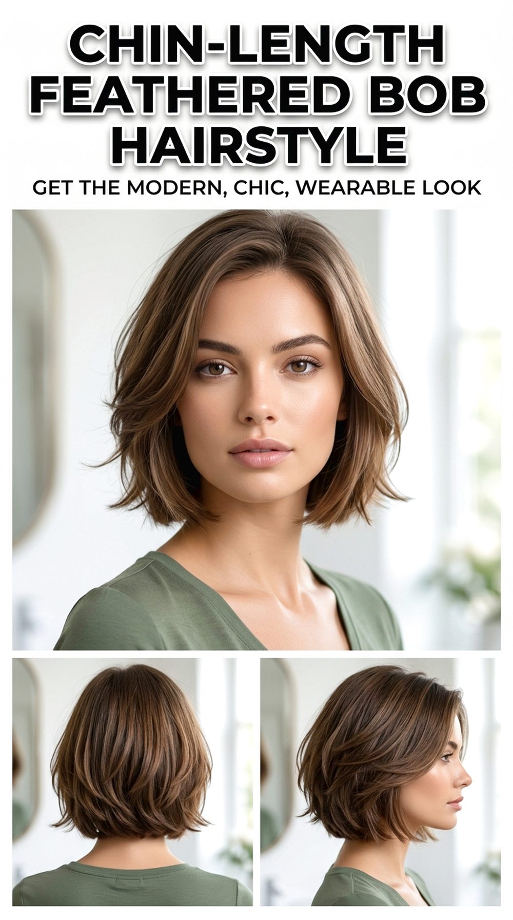 Chin-Length Feathered Bob