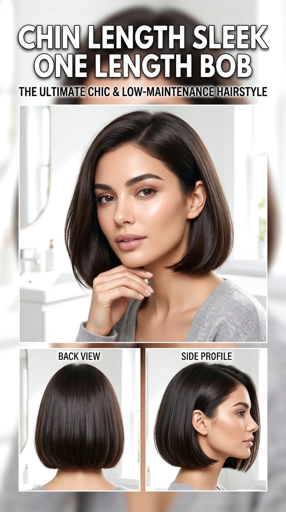 Chin Length Sleek One Length Bob
