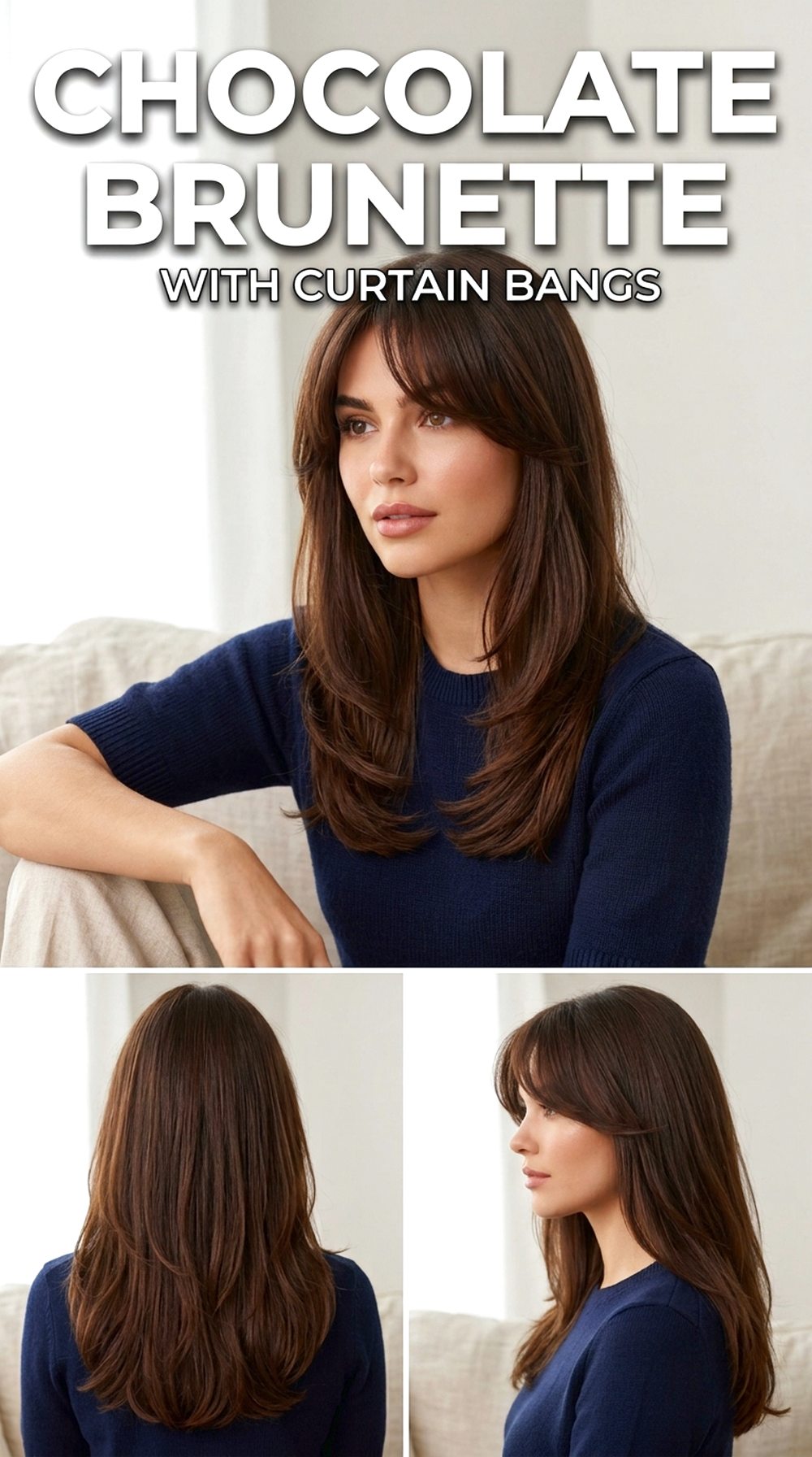 Chocolate Brunette With Curtain Bangs