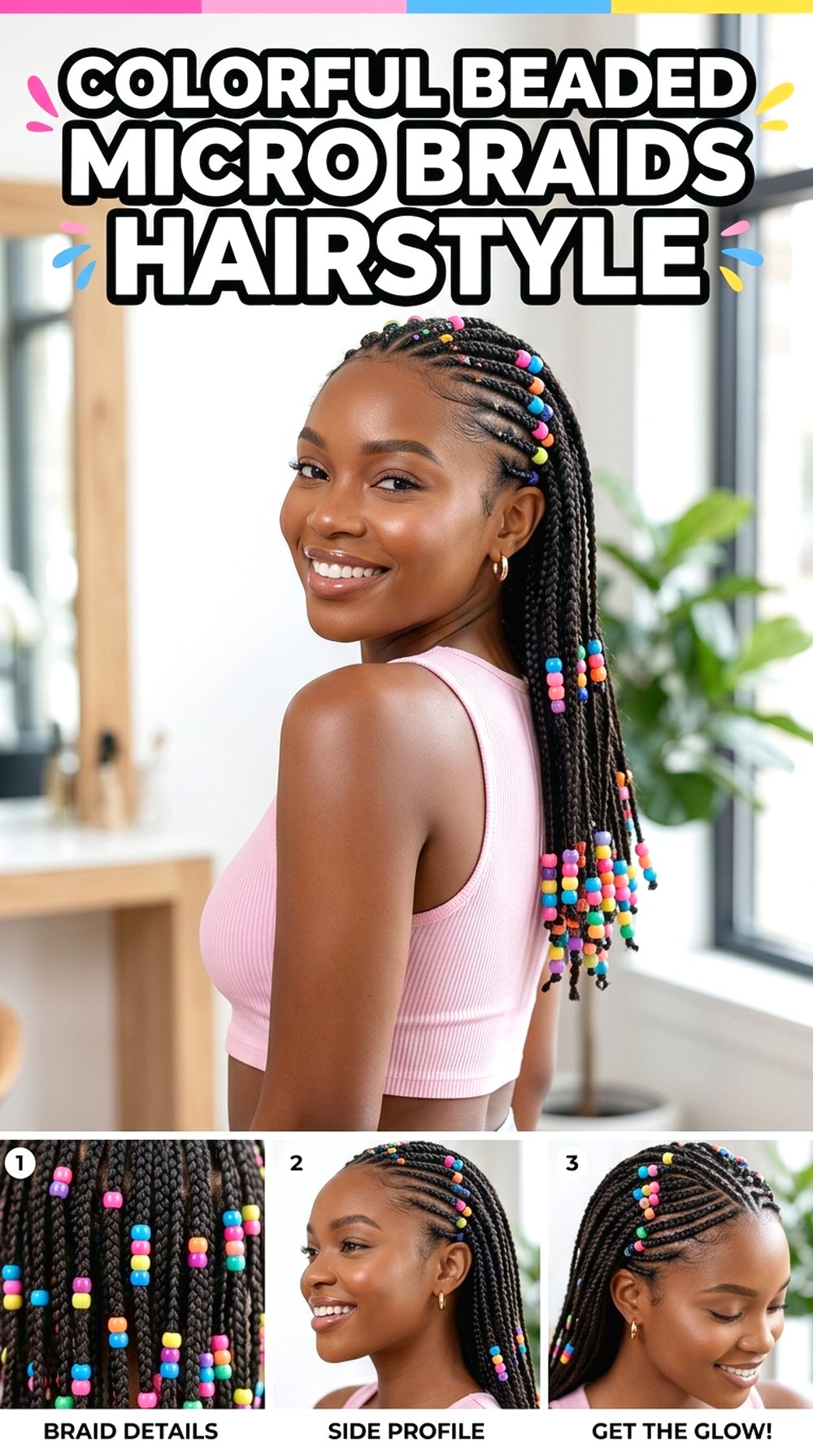Colorful Beaded Micro Braids