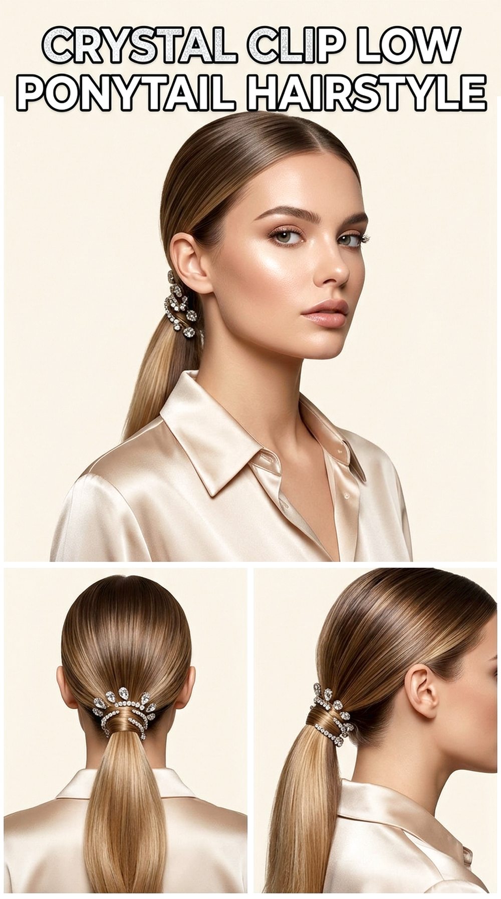 Crystal Clip Low Ponytail