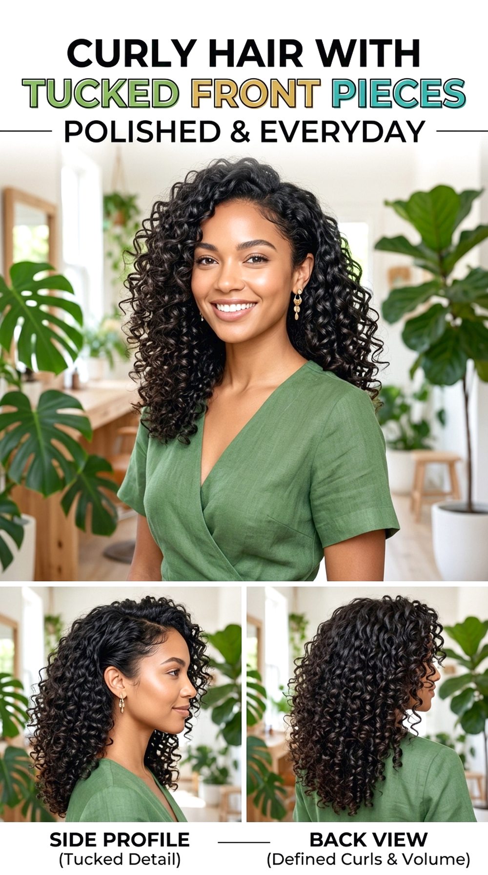 Curly Hair With Tucked Front Pieces