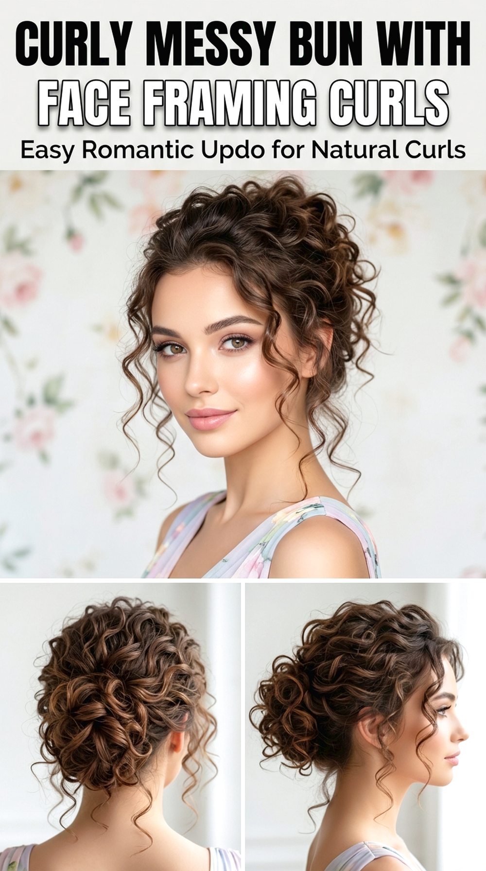 Curly Messy Bun With Face Framing Curls
