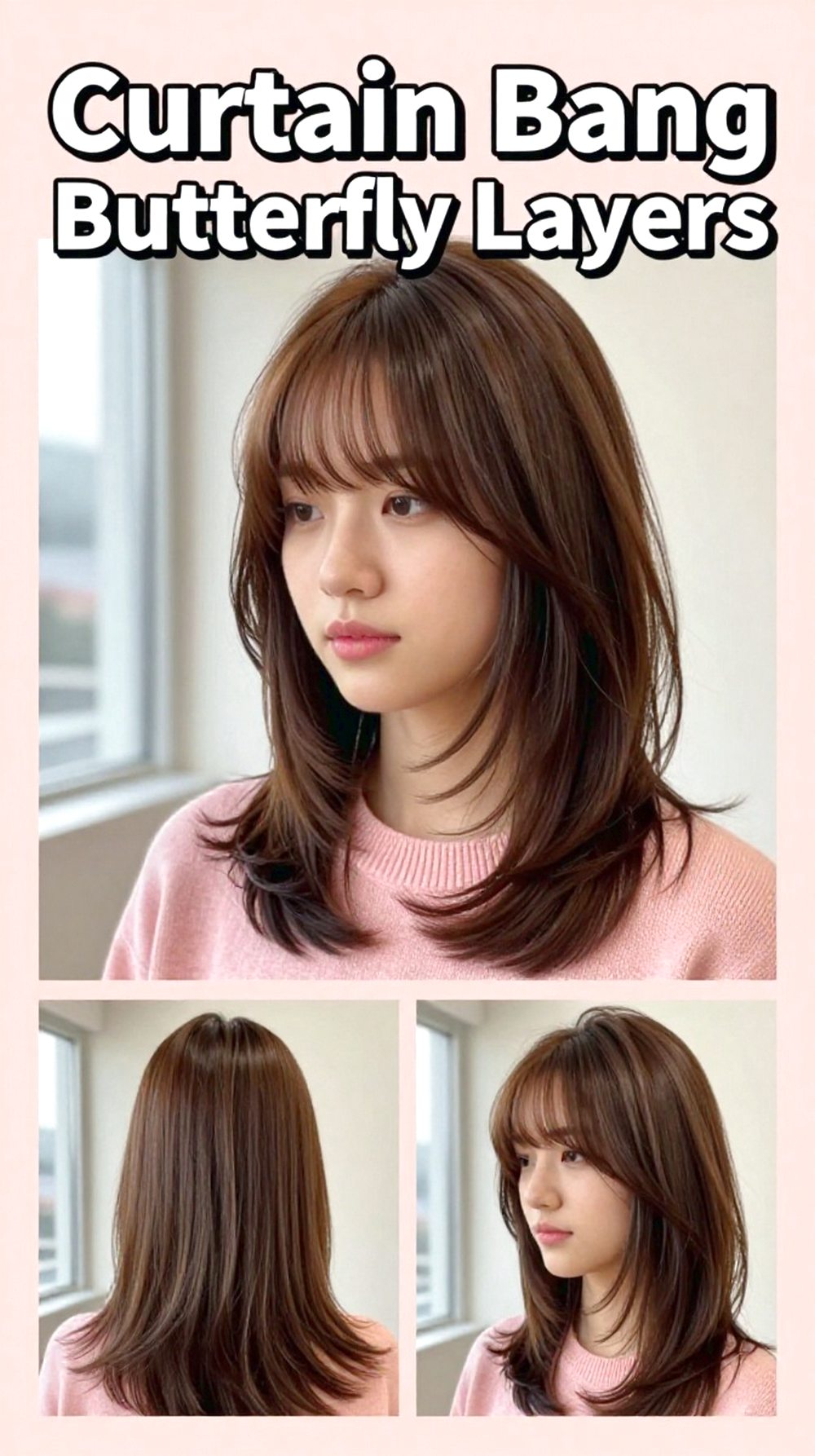 Curtain Bang Butterfly Layers Hairstyle