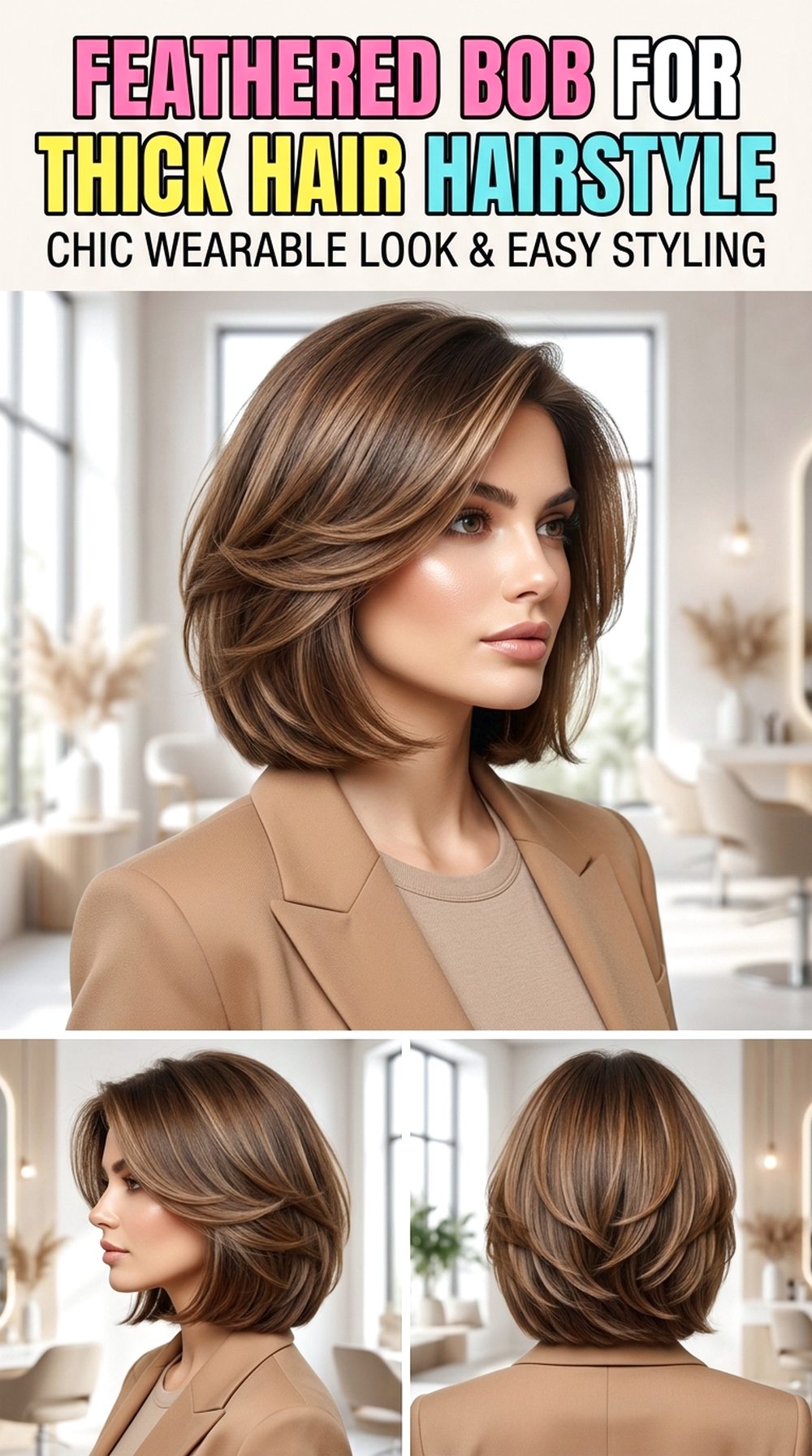 Feathered Bob For Thick Hair