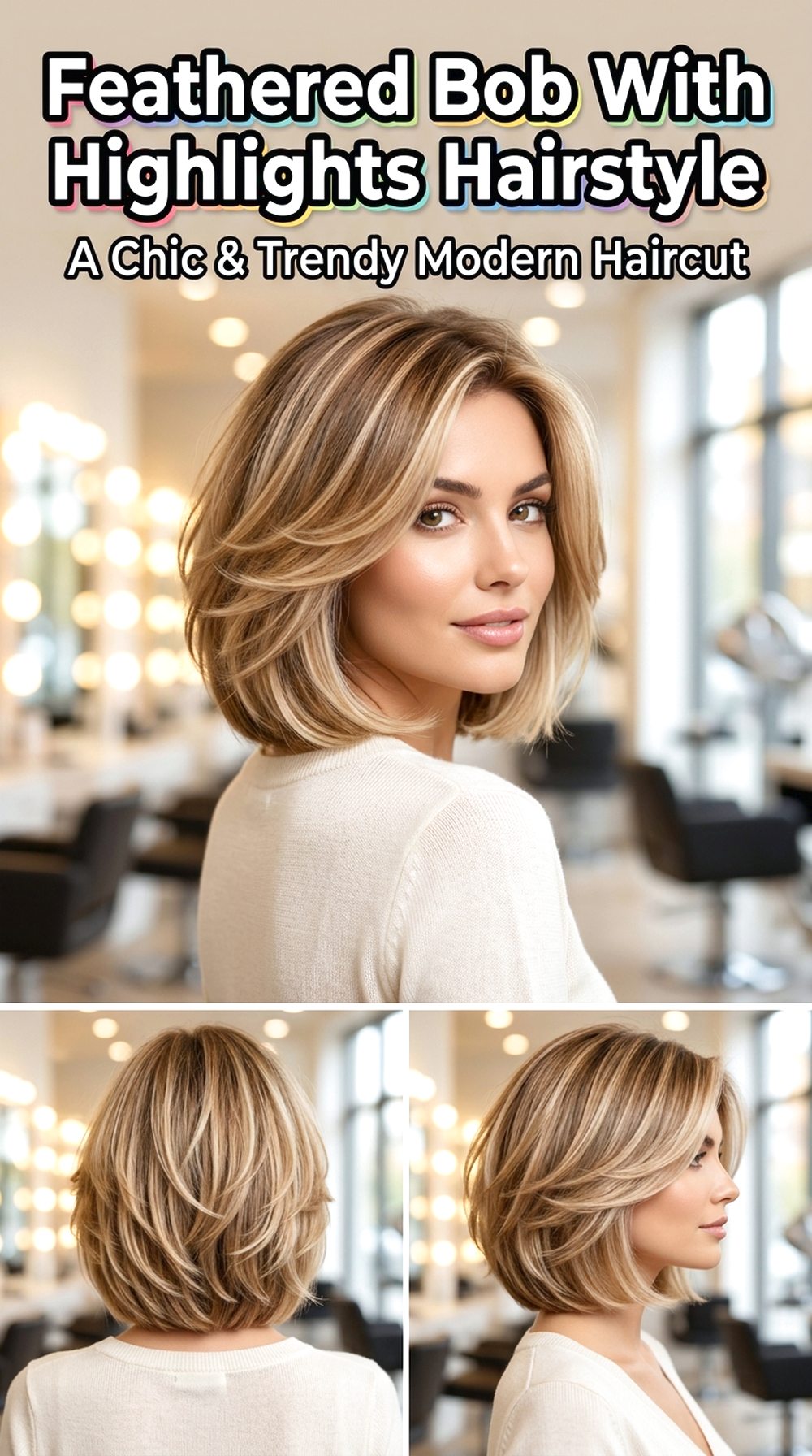 Feathered Bob With Highlights