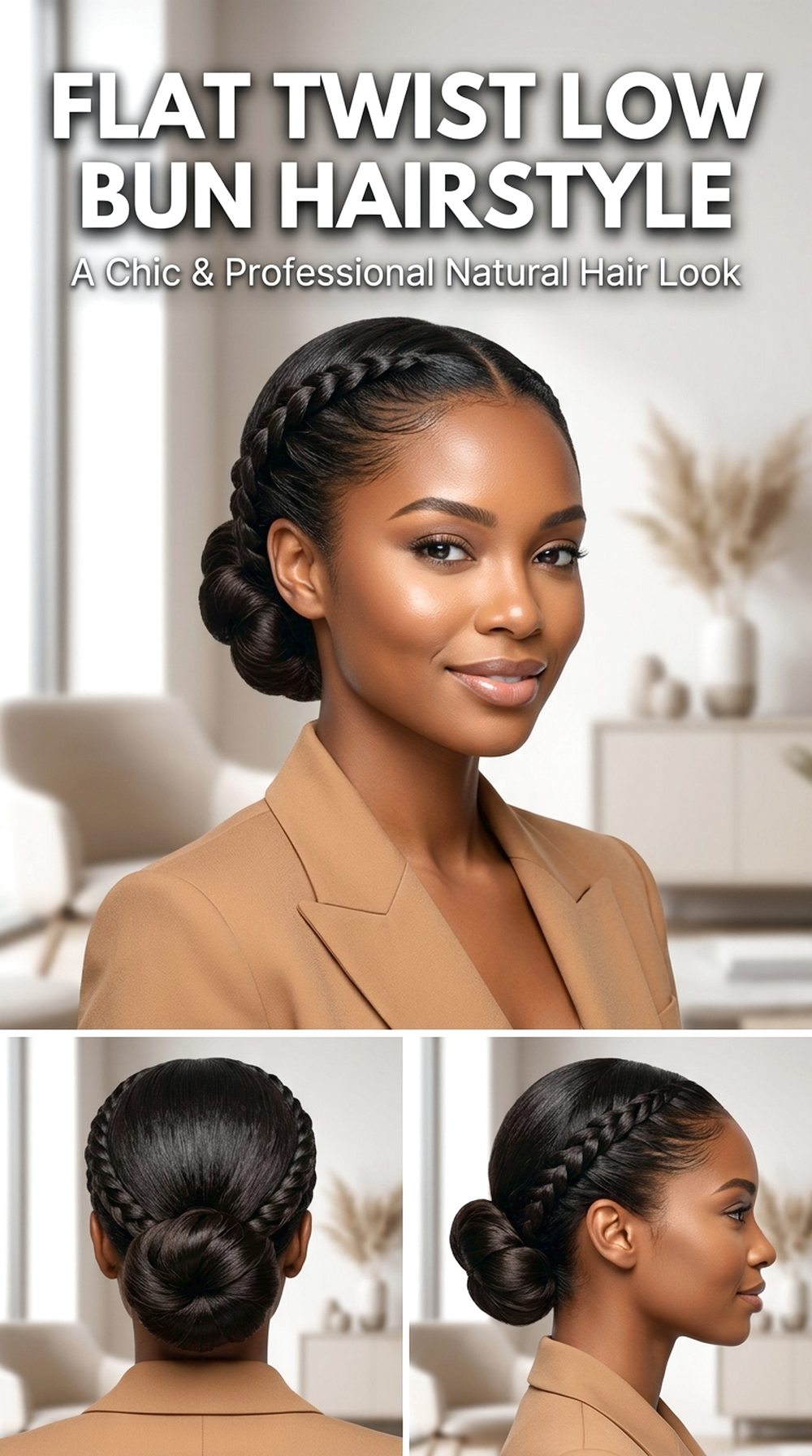 Flat Twist Low Bun Hairstyle