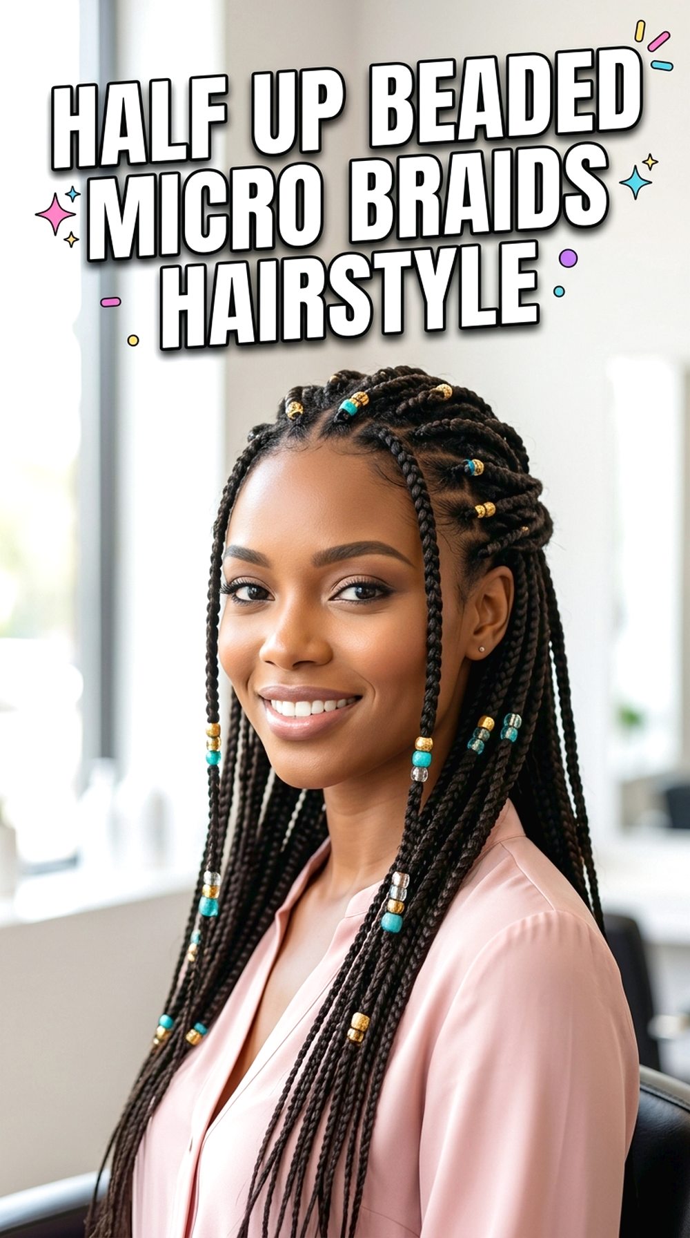 Half Up Beaded Micro Braids