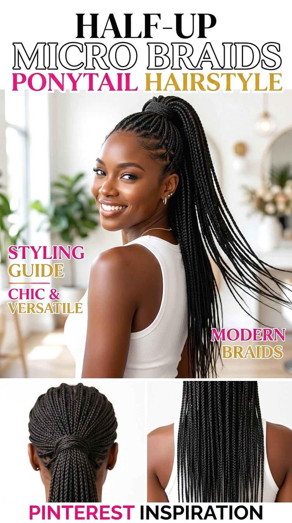 Half Up Micro Braids Ponytail