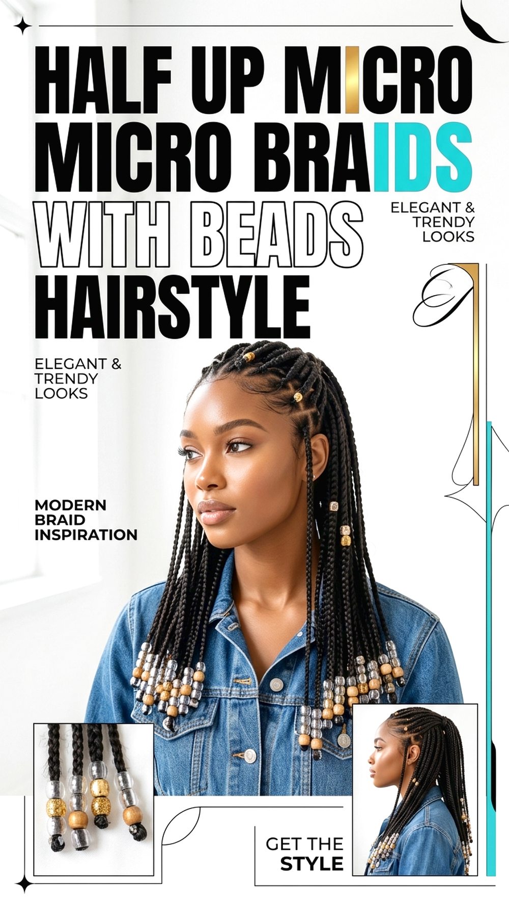 Half Up Micro Braids With Beads