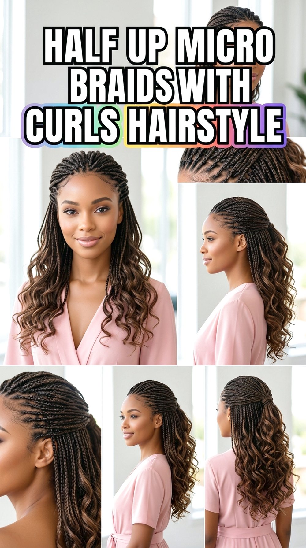 Half Up Micro Braids With Curls