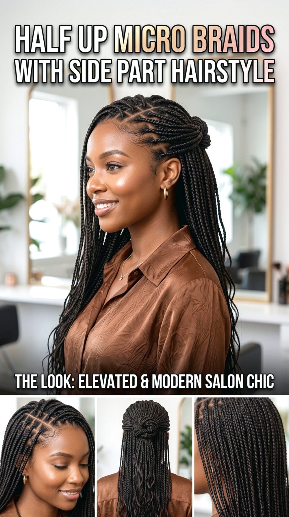 Half Up Micro Braids With Side Part