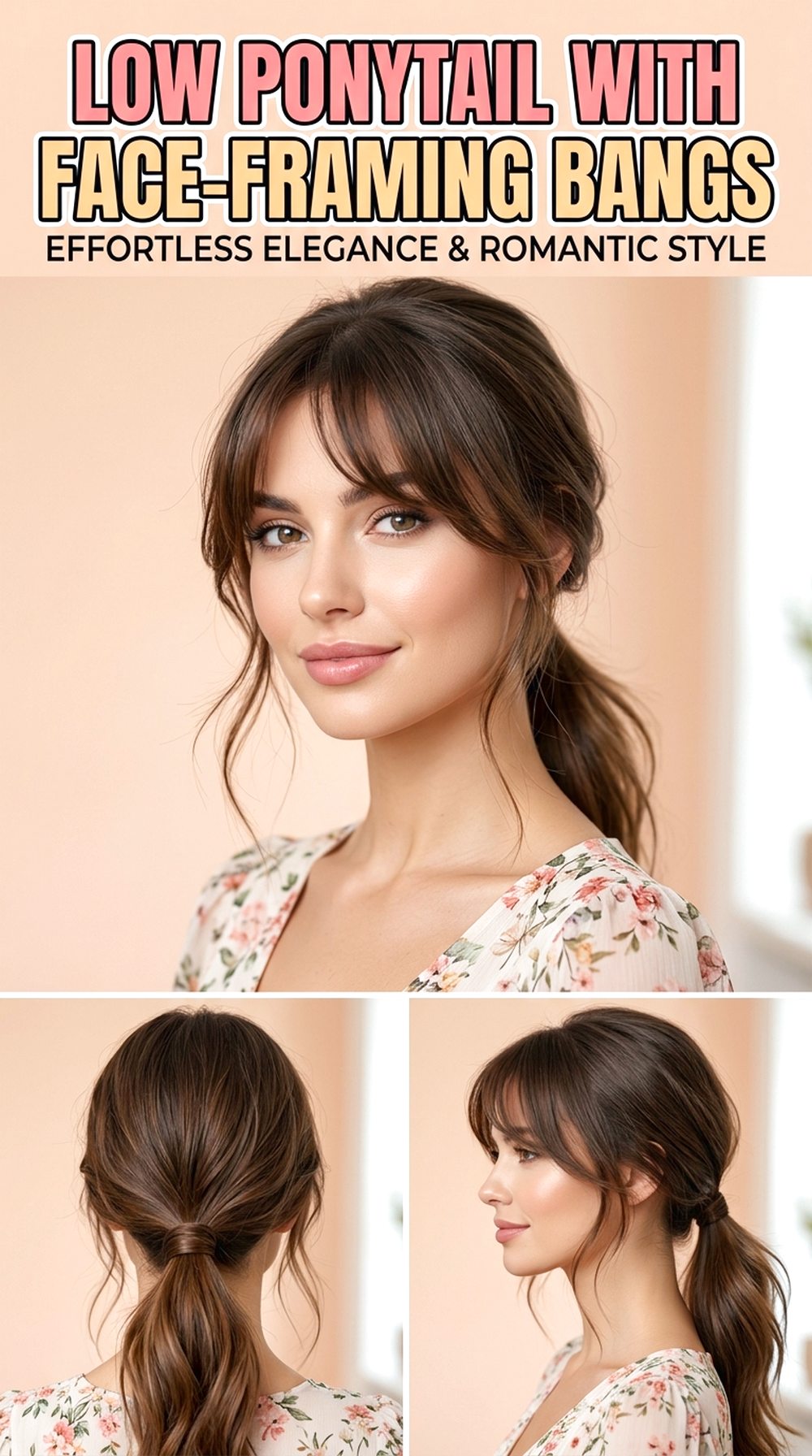 Low Ponytail With Face-Framing Bangs