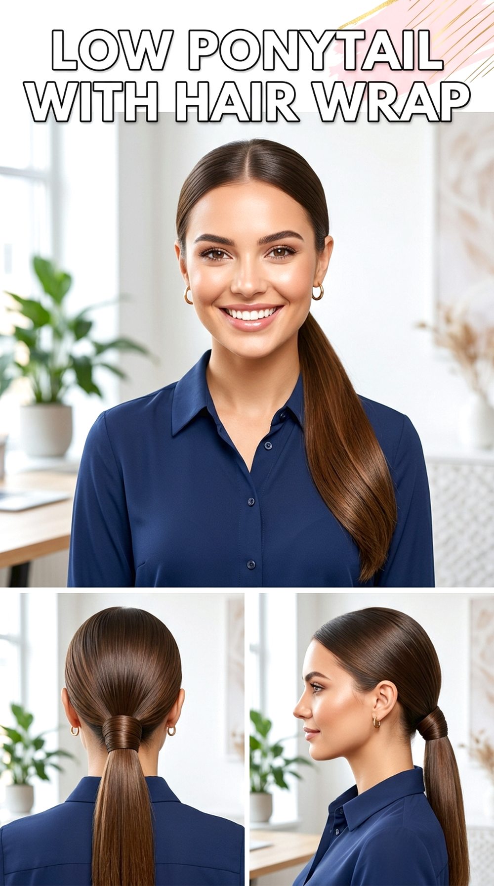 Low Ponytail With Hair Wrap