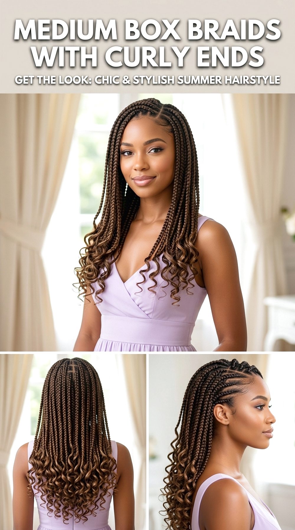 Medium Box Braids With Curly Ends
