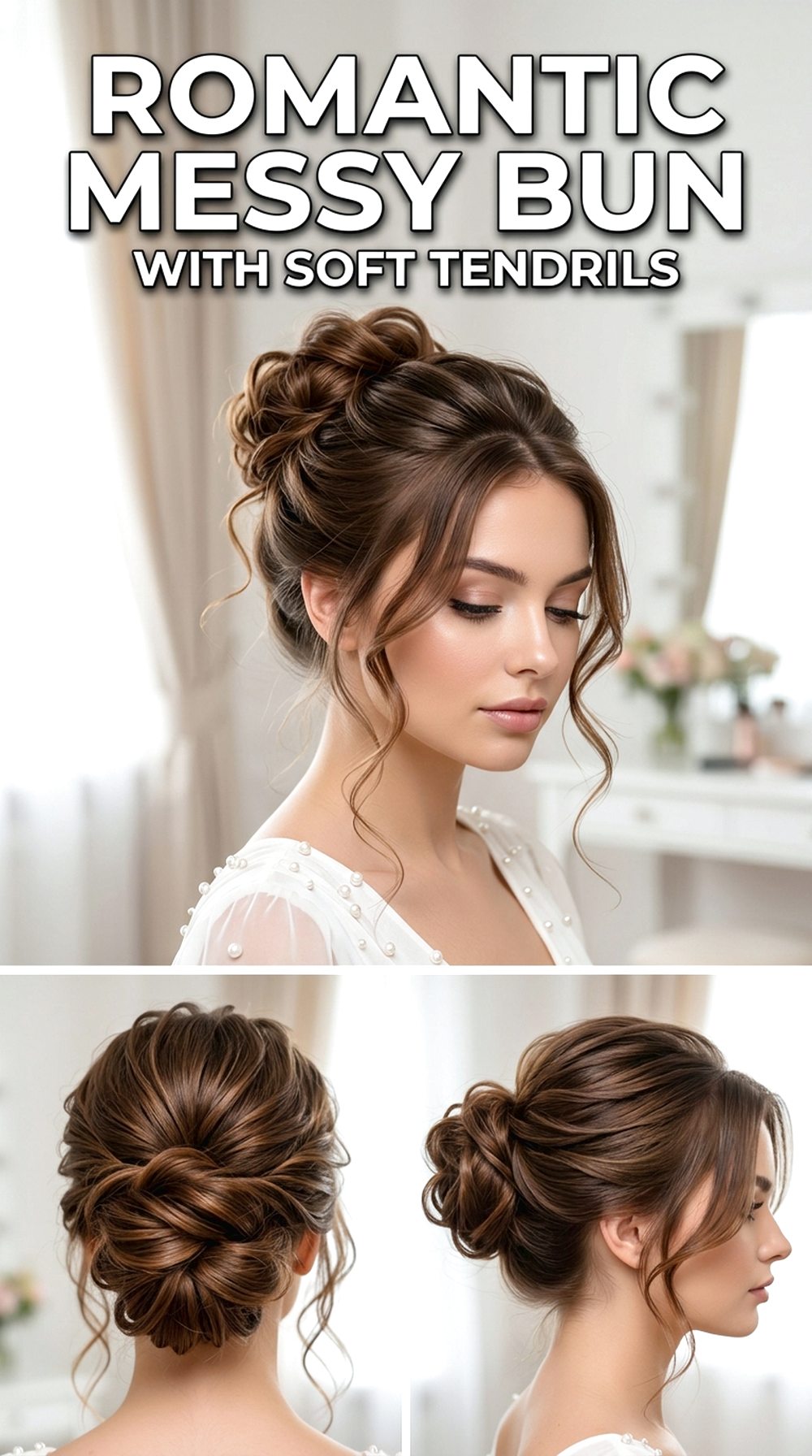 Romantic Messy Bun With Soft Tendrils