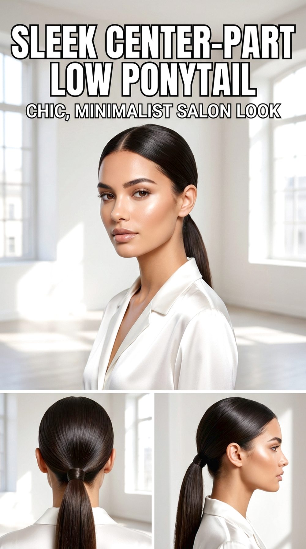 Sleek Center-Part Low Ponytail