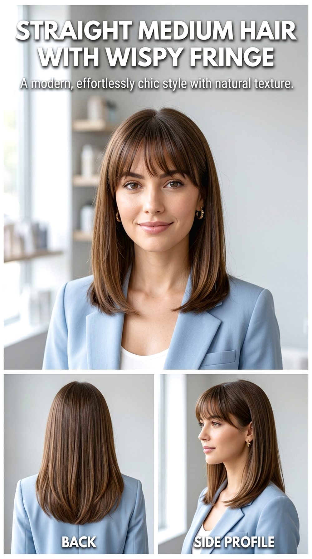 Straight Medium Hair With Wispy Fringe
