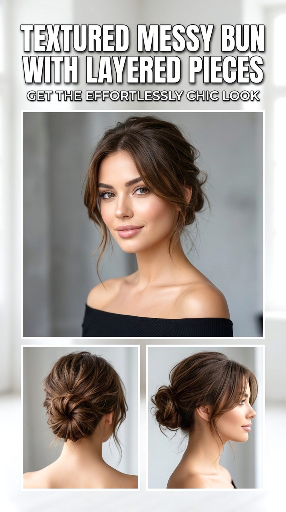 Textured Messy Bun With Layered Pieces