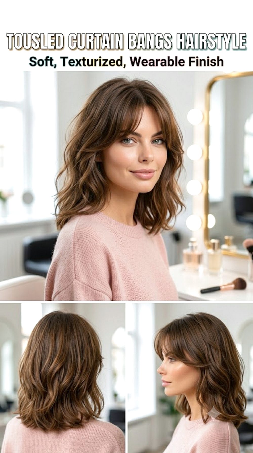 Tousled Curtain Bangs Hairstyle