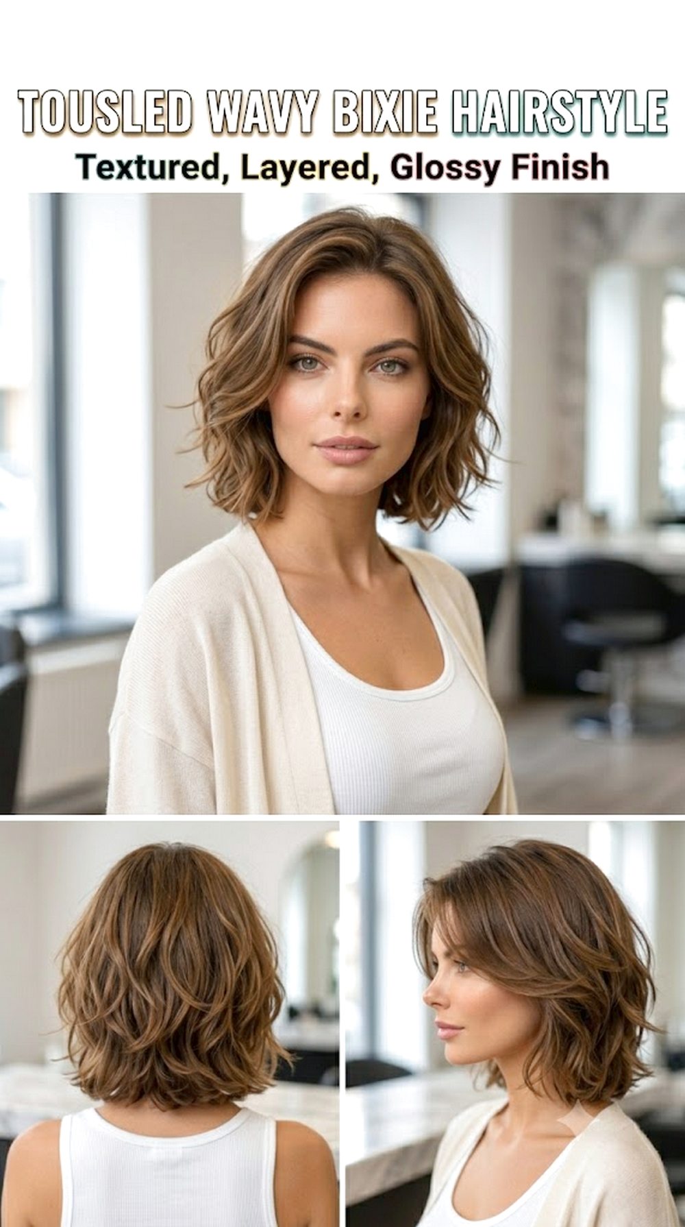 Tousled Wavy Bixie Hairstyle