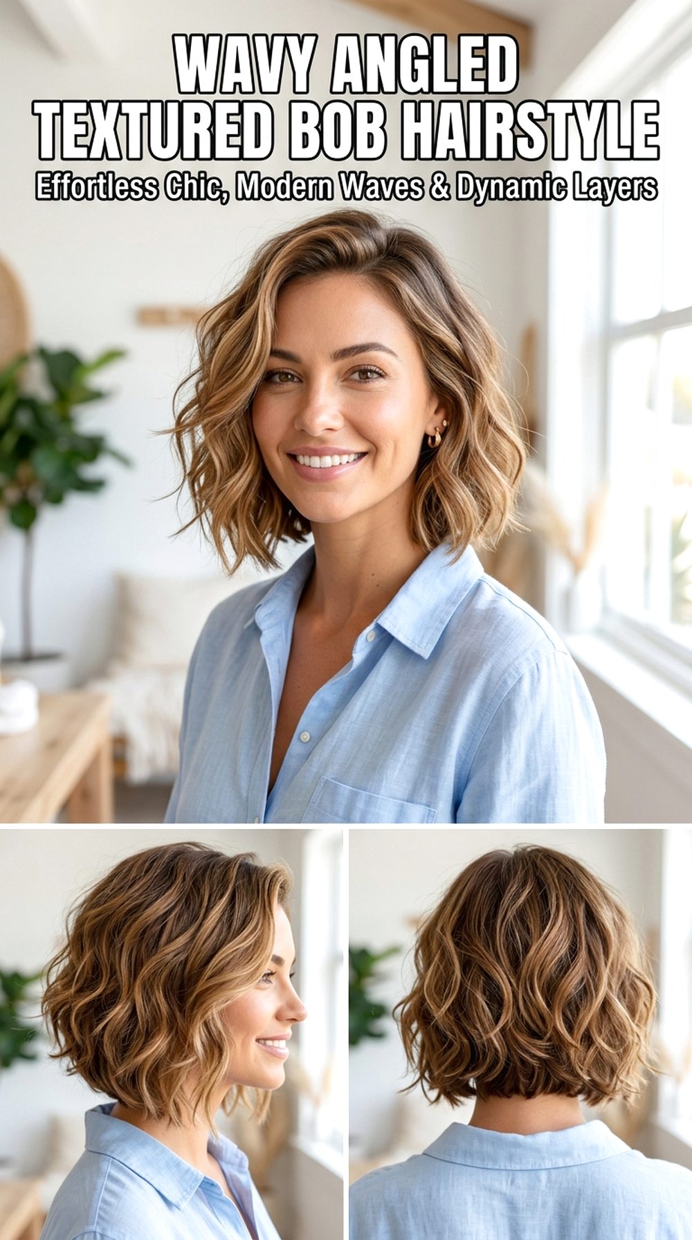 Wavy Angled Textured Bob
