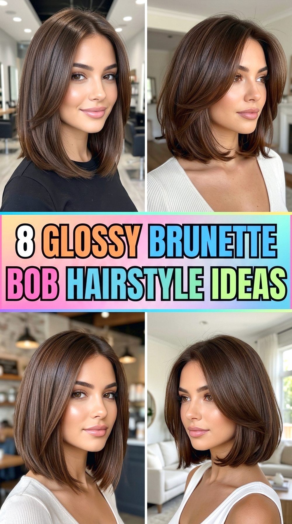 Glossy Brunette Bob Hairstyle Ideas
