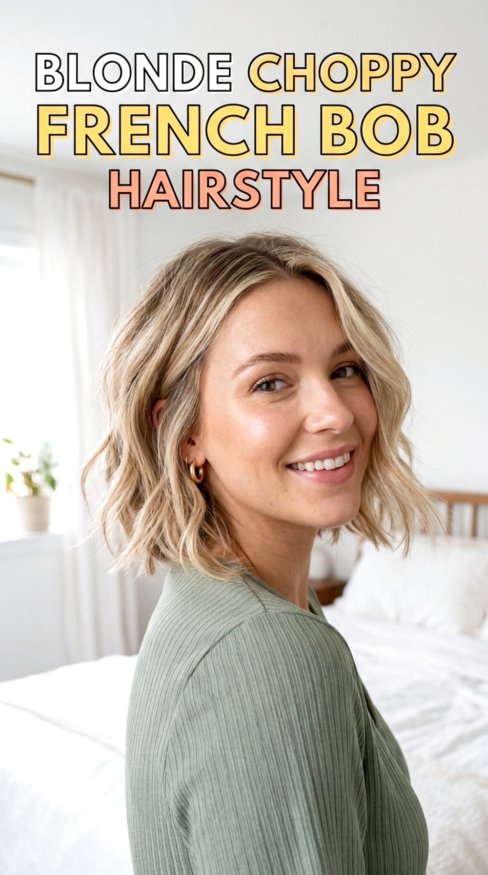 Blonde Choppy French Bob