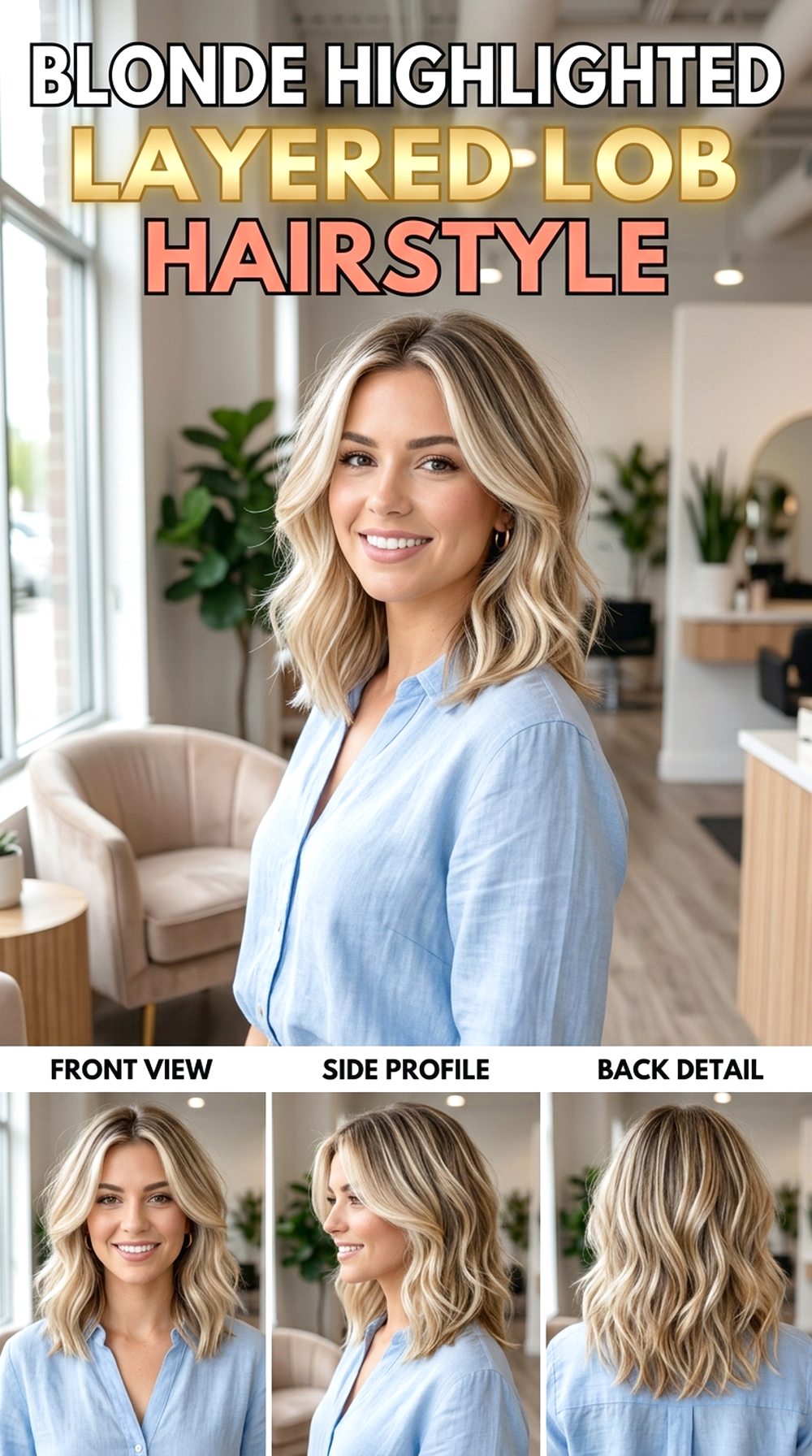 Blonde Highlighted Layered Lob