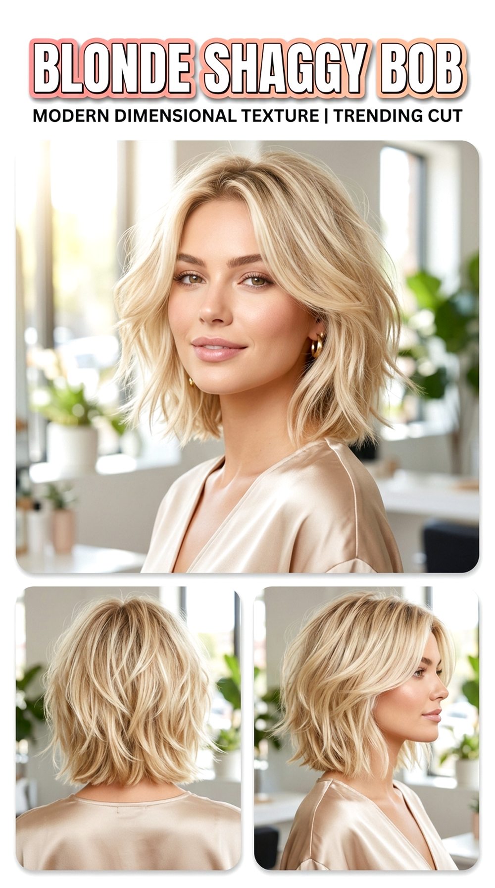 Blonde Shaggy Bob