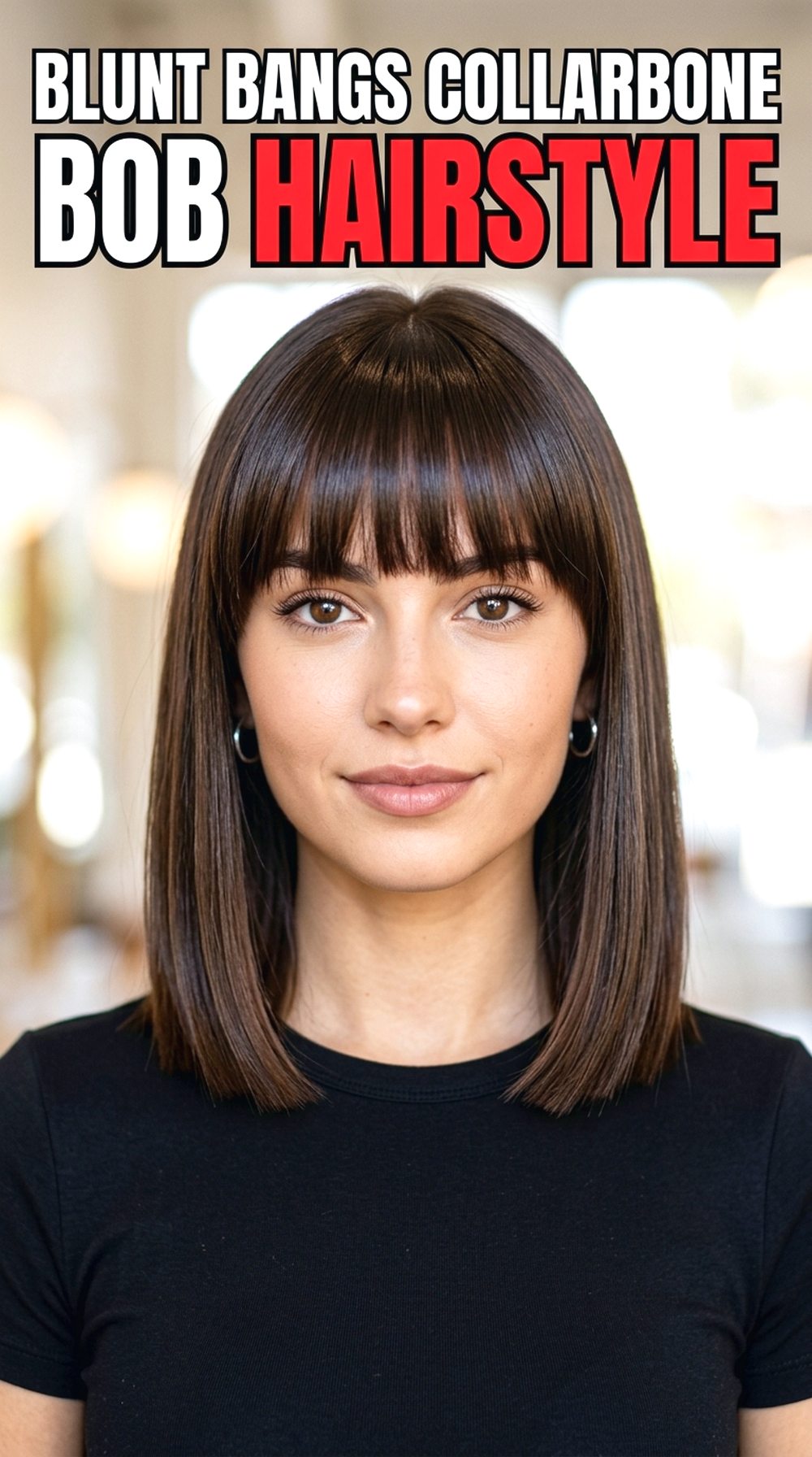 Blunt Bangs Collarbone Bob
