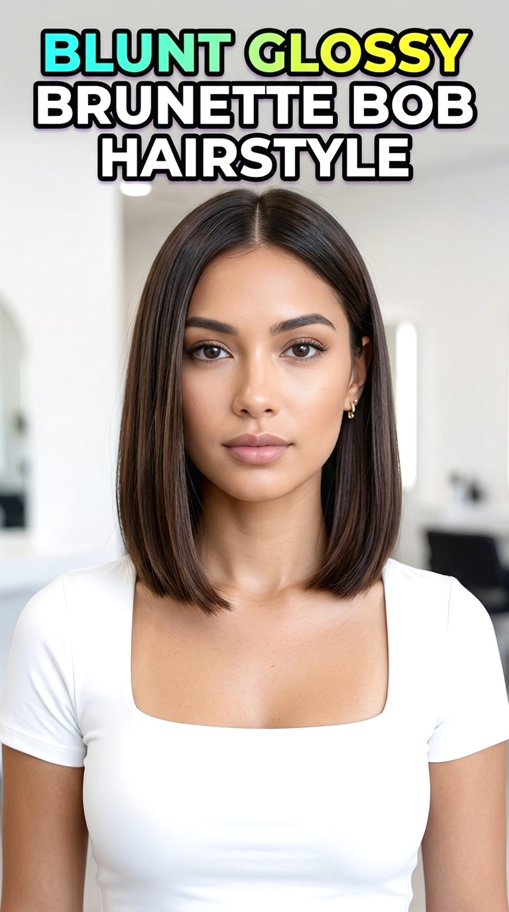 Blunt Glossy Brunette Bob