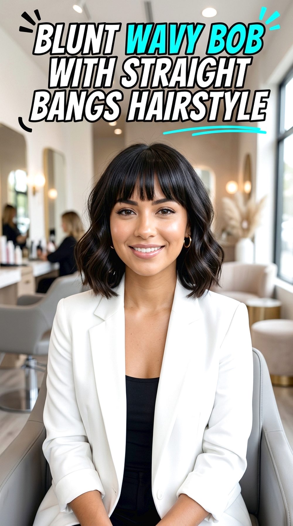 Blunt Wavy Bob With Straight Bangs