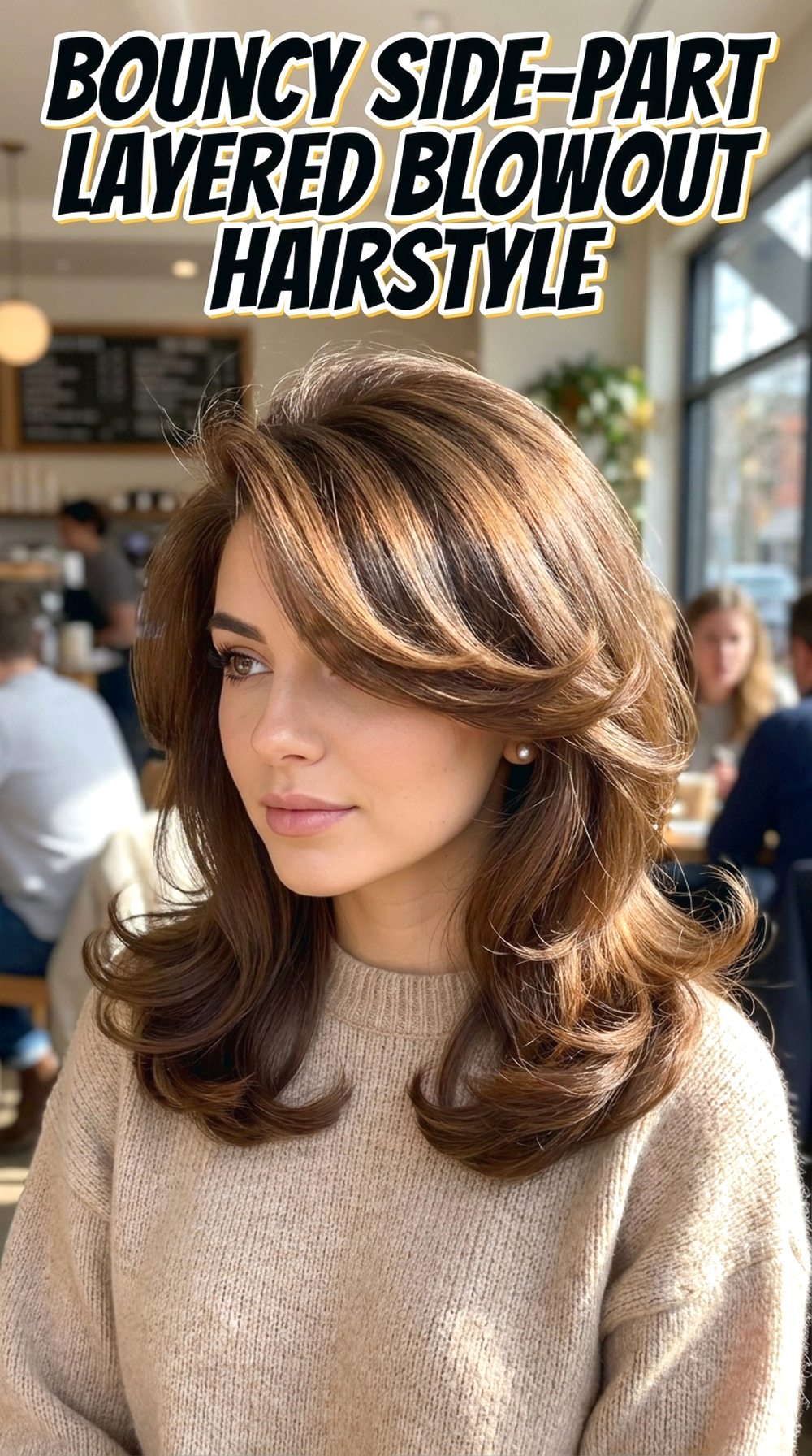 Bouncy Side-Part Layered Blowout