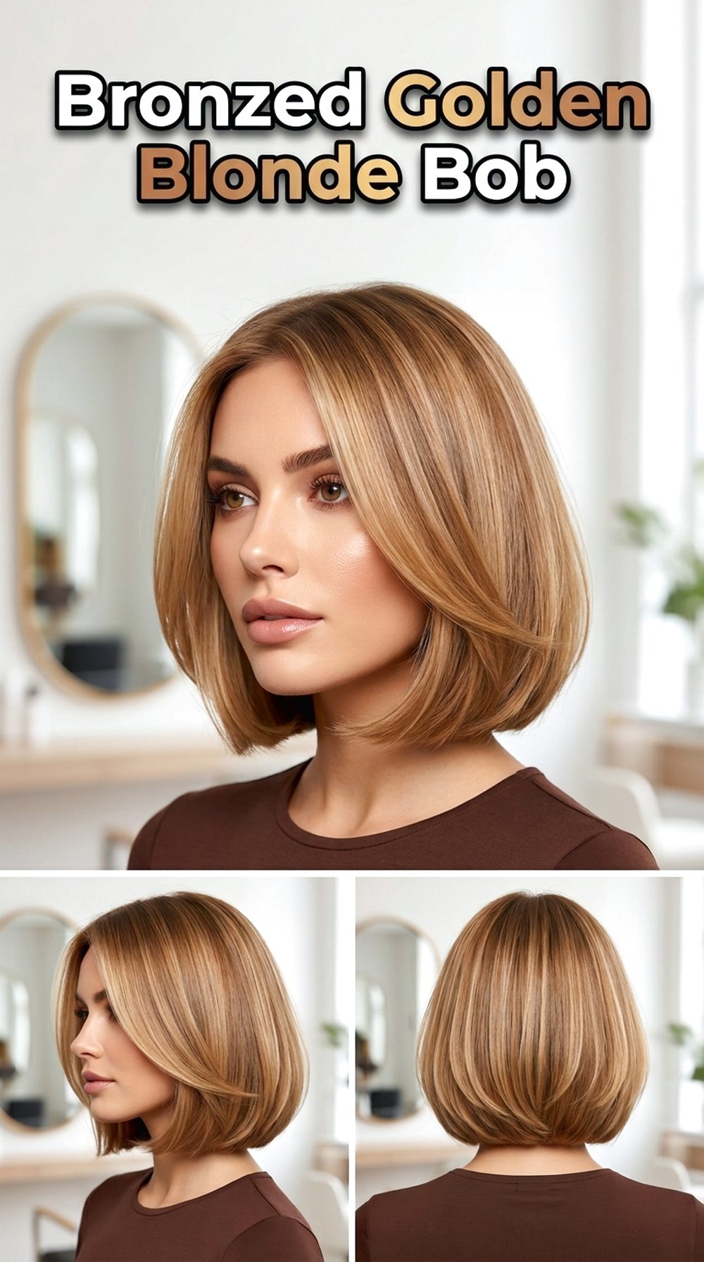 Bronzed Golden Blonde Bob