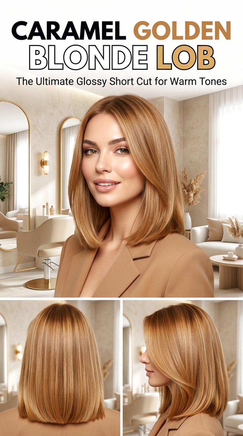 Caramel Golden Blonde Lob