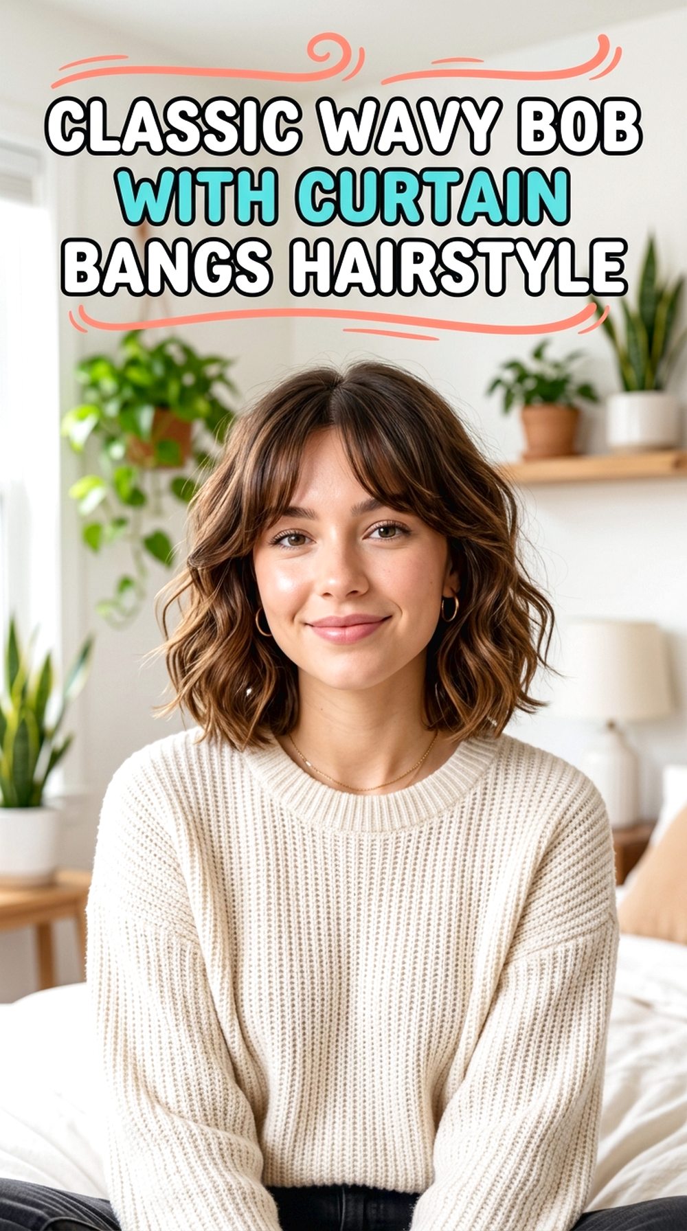 Classic Wavy Bob With Curtain Bangs