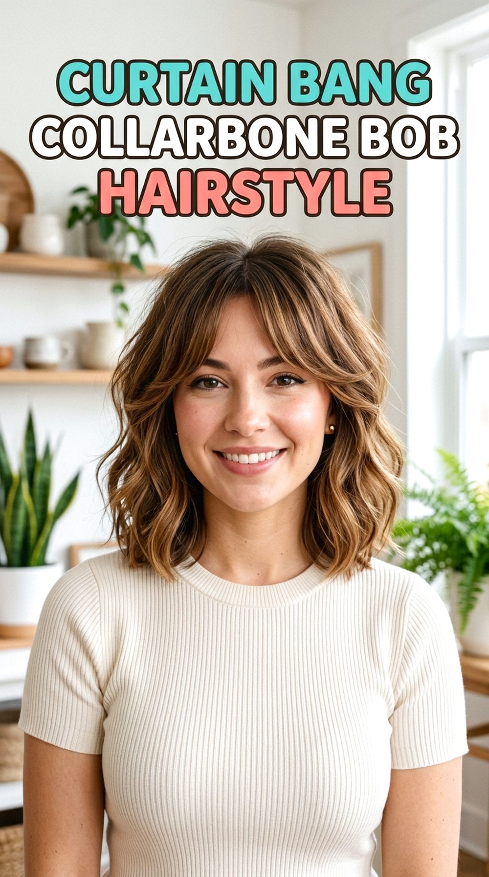Curtain Bang Collarbone Bob