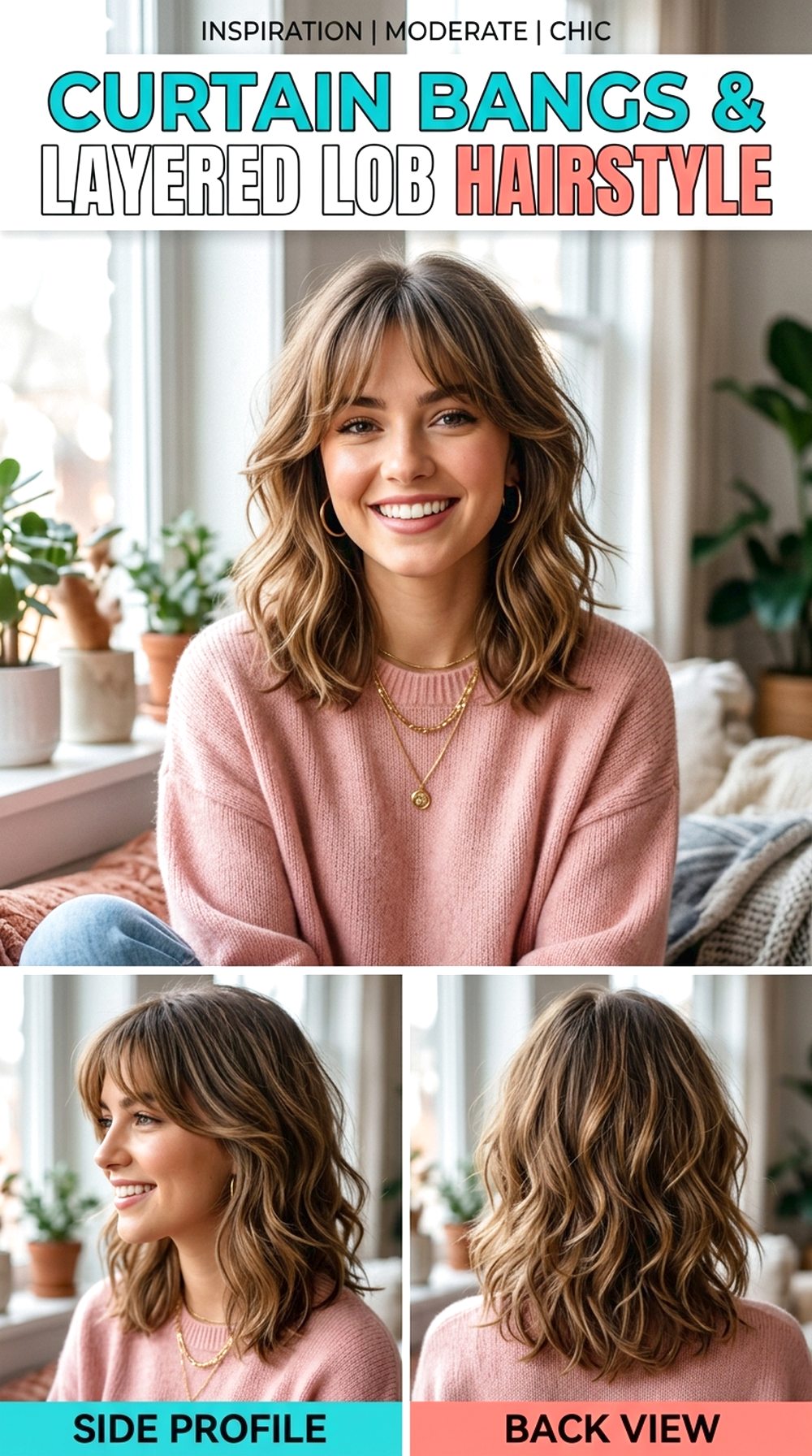 Curtain Bangs Layered Lob