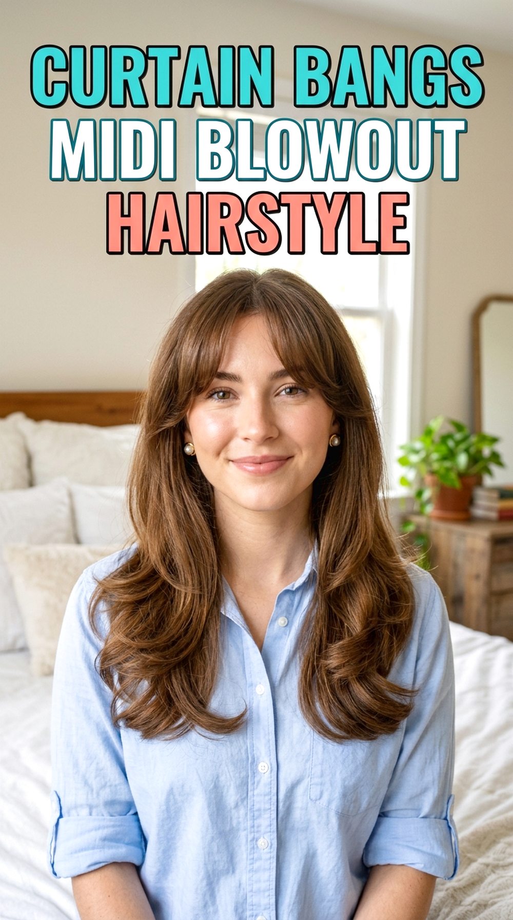 Curtain Bangs Midi Blowout