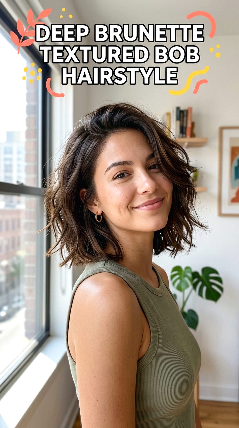Deep Brunette Textured Bob