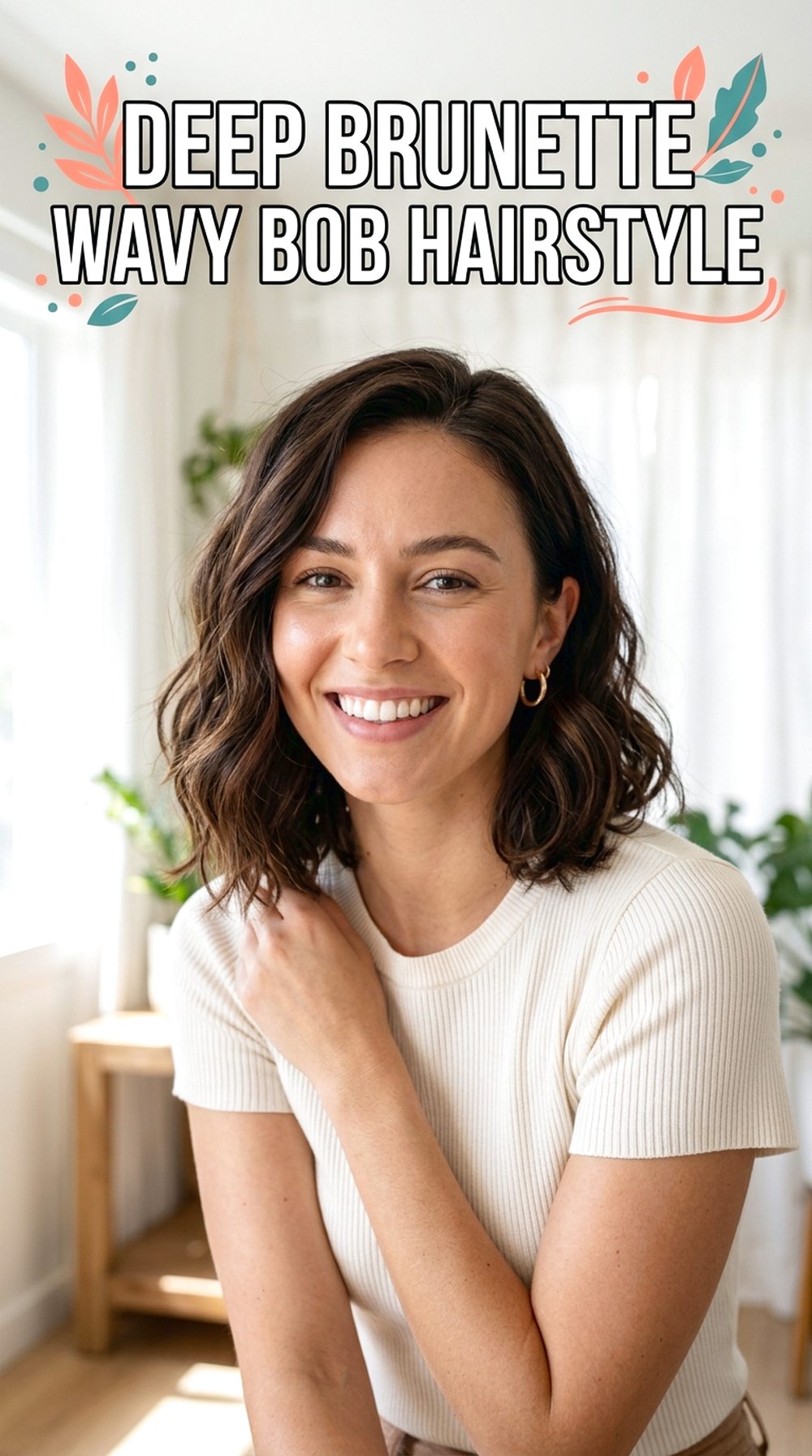 Deep Brunette Wavy Bob