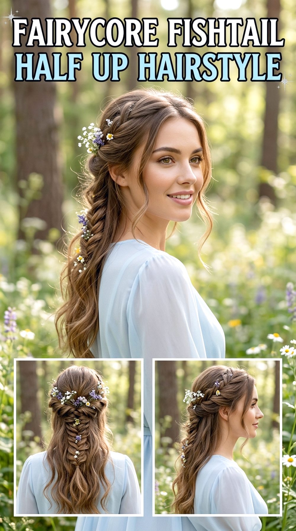 Fairycore Fishtail Half Up Hairstyle