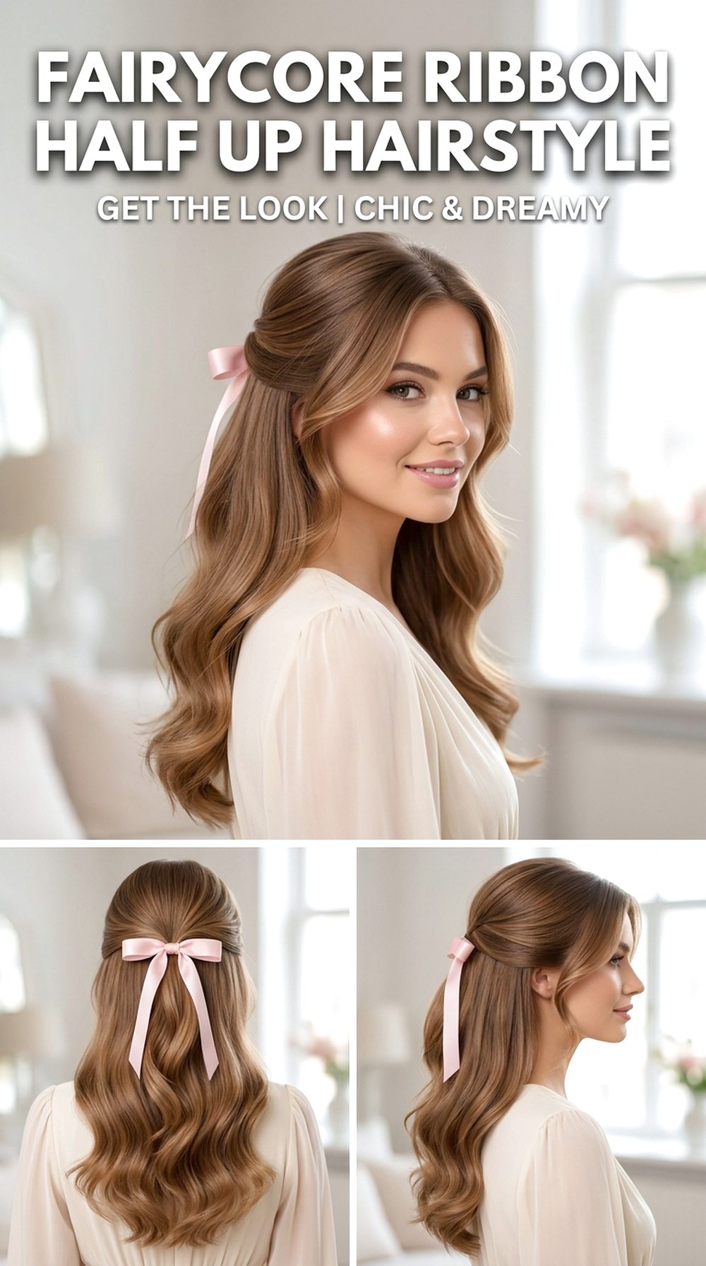 Fairycore Ribbon Half Up Hairstyle