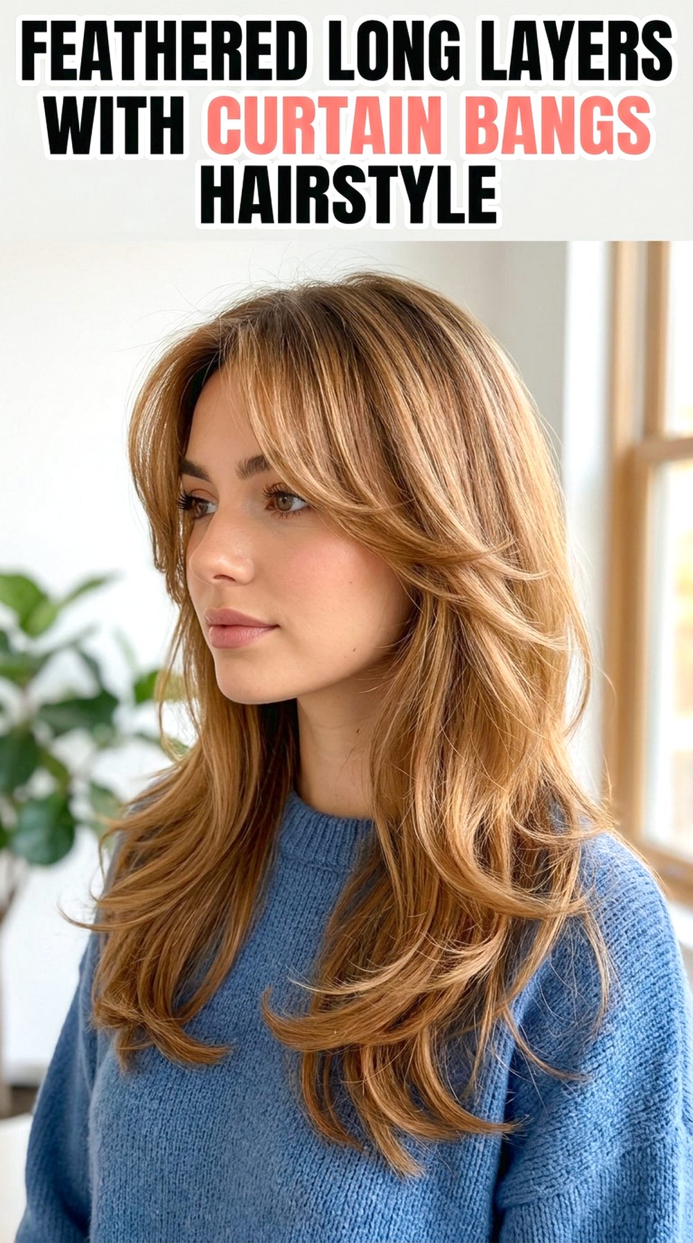 Feathered Long Layers With Curtain Bangs