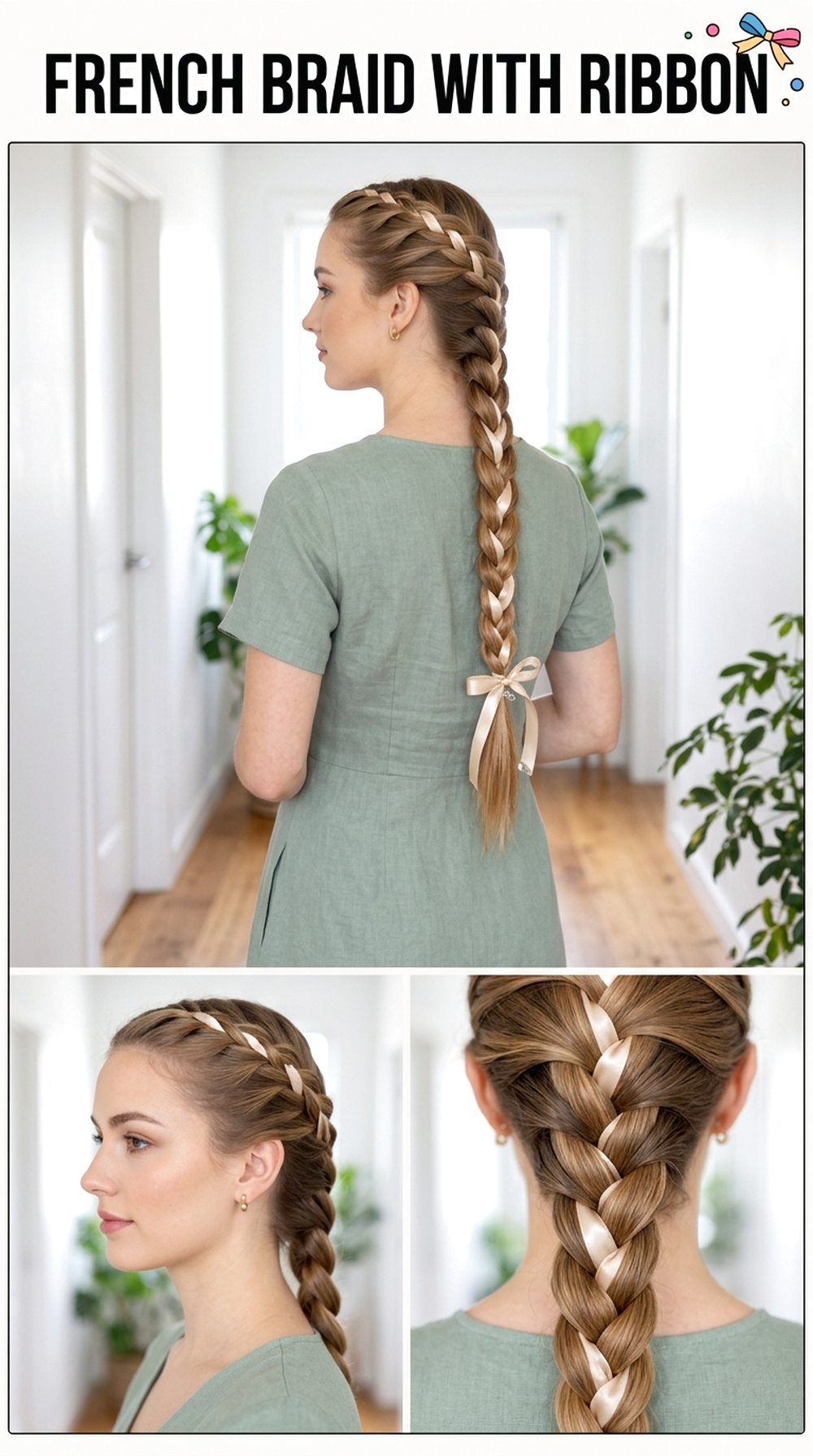 French Braid With Ribbon