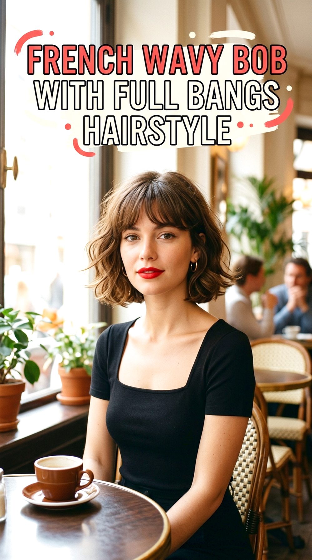 French Wavy Bob With Full Bangs
